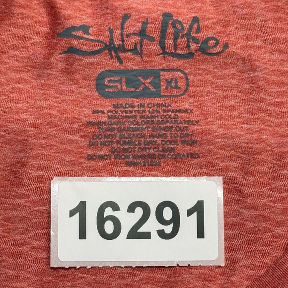 Salt Life T Shirt Mens XL Pink Orange SLX Stretch Long Sleeve Pocket Sun Shirt - Picture 8 of 8